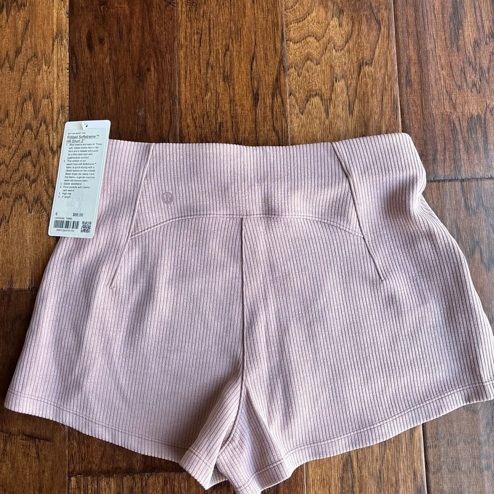 lululemon athletica High-Waist Ribbed Shorts in Blush Pink - Picture 4 of 4